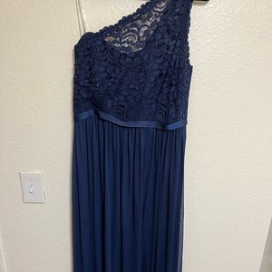David’s Bridal Navy Lace Bridesmaid Dress